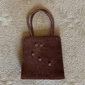 LaRue velvet material brown mini bag.